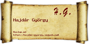 Hajdár György névjegykártya